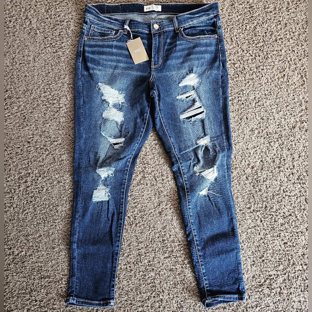 BNWT BKE Women's Blue Distressed Jeans Size 33